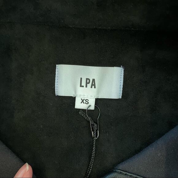 LPA Faux Leather Button Front Shirt in Black - Picture 5 of 5